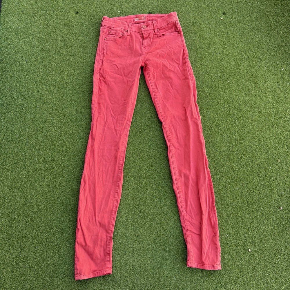 MOTHER Looker Back in a Flash Low Rise Skinny Jeans Peach Size 24